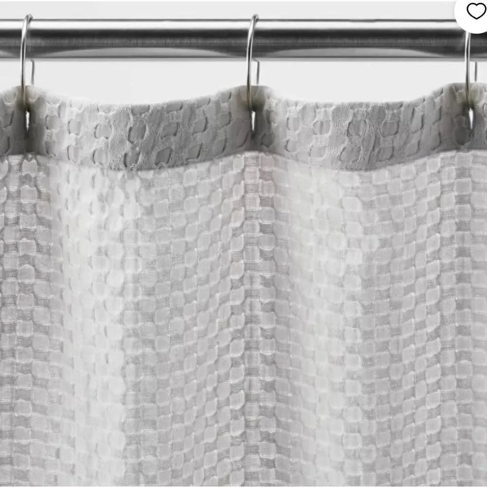 CASALUNA NWT waffle shower curtain light gray‎